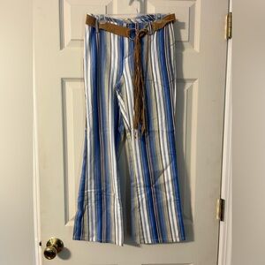 Philly Striped Blue and White Wide Leg Cotton Pants size 12